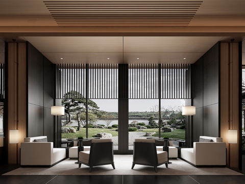 现代售楼处接待区su模型