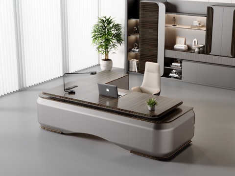  轻奢老板经理办公桌办公室3d模型 