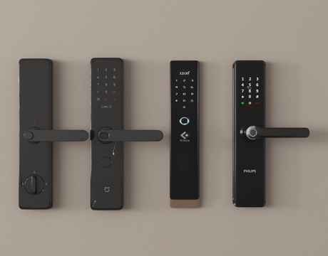 现代指纹锁 密码锁 智能锁su模型