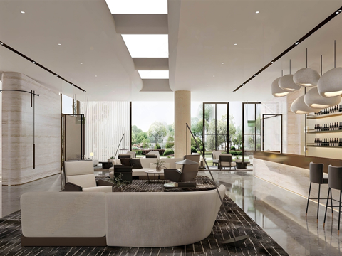 现代售楼处 沙发组合 洽谈处su模型