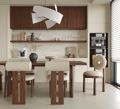 现代餐厅 餐桌椅 餐边柜su模型