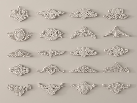 欧式雕花 角花 石膏构件3d模型
