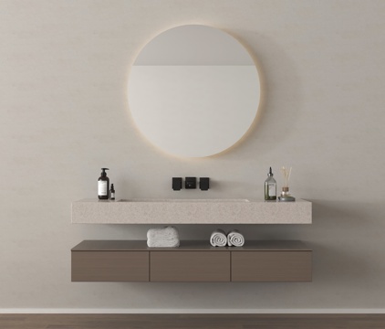 现代浴室柜 浴室台盆 卫浴用品 镜子su模型