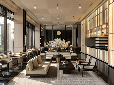 现代售楼处洽谈区su模型