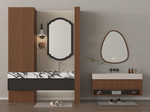 现代浴室柜 洗手台 卫生间干区su模型