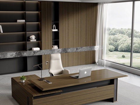  现代老板经理办公桌3d模型 