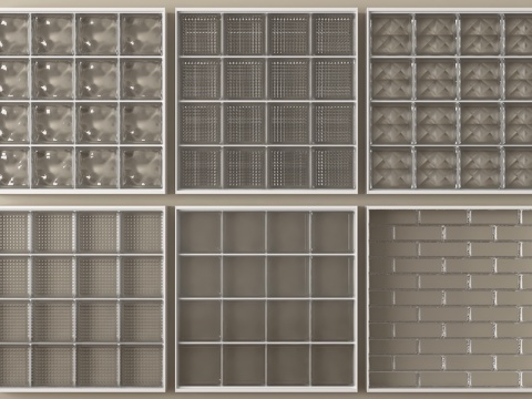 现代玻璃砖 玻璃砖隔断su模型