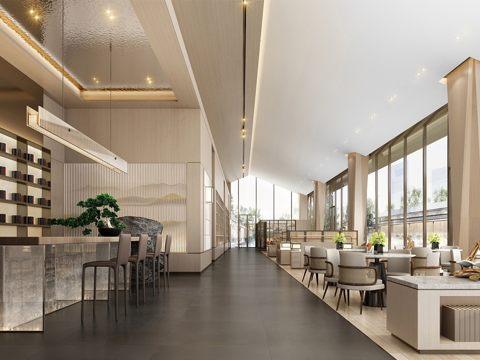 新中式售楼处洽谈区 休息区su模型