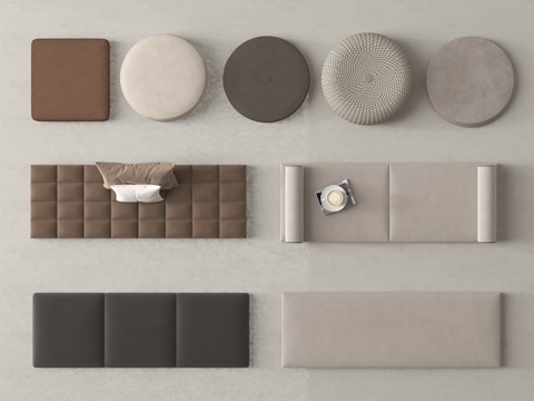 现代坐垫 沙发坐垫 飘窗垫 床靠背 圆坐垫su模型