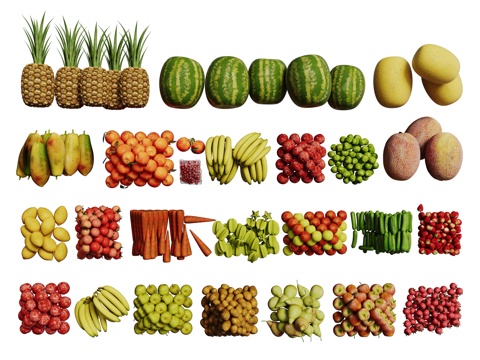 现代水果 生鲜水果 果盘 水果组合su模型