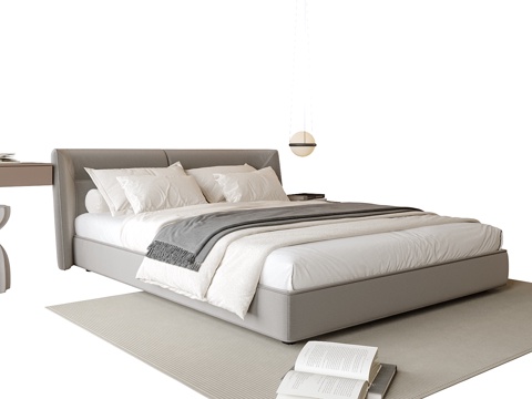  现代双人床 主卧室床3d模型 