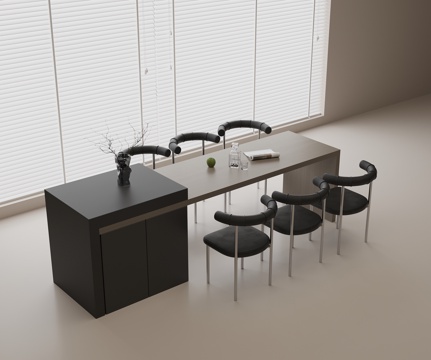 现代吧台餐桌 中岛吧台餐桌 实木吧台餐桌 休闲餐椅 酒瓶酒杯su模型