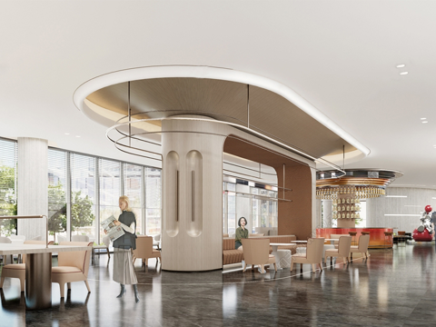 现代售楼处内部 洽谈区 水吧区su模型