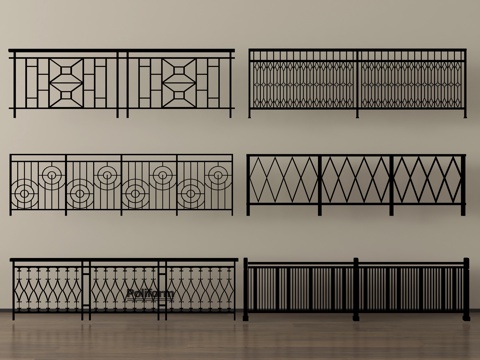 现代风格雕花栅栏 铁艺栅栏 铁艺围栏护栏su模型