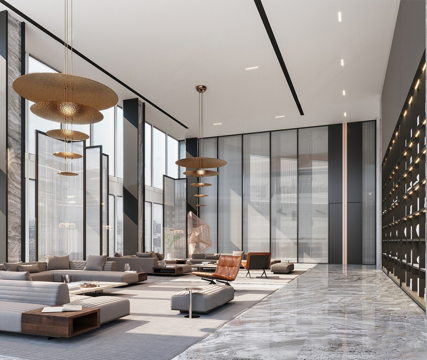 现代售楼处洽谈区su模型