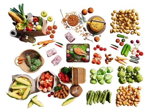 现代蔬菜 生鲜蔬果 蔬菜组合su模型