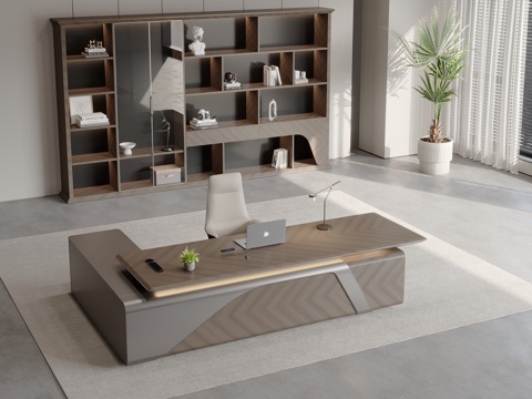  高级金属老板经理办公桌3d模型 