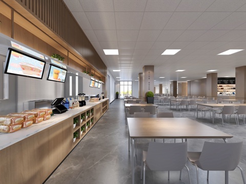  现代食堂 企业食堂 公共餐厅 员工餐厅饭堂 学校食堂厨房设备3d模型 