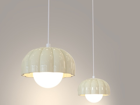 奶油风小吊灯现代北欧小吊灯卧室床头小吊灯儿童房小吊灯su模型