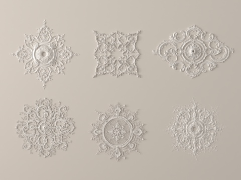 欧式雕花 角花 灯盘su模型