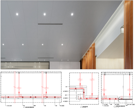 天花铝板标准节点、铝板灯槽标准详图、铝板天花接缝详图cad施工图