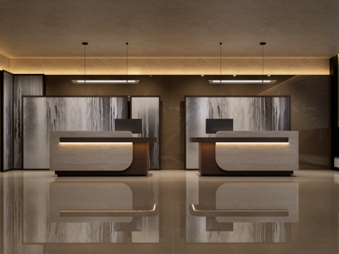 酒店大堂服务台su模型