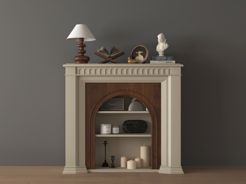 法式装饰壁炉 摆件su模型