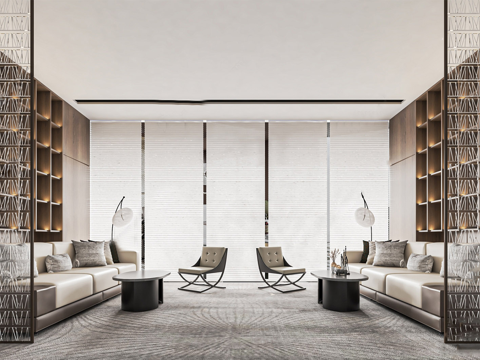 现代售楼部接待室 洽谈区 沙发组合su模型