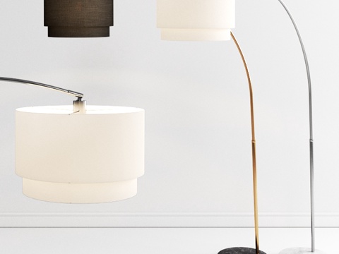 Crate &amp; Barrel 梅丽尔弧形黄铜落地灯3d模型