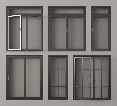 现代窗户 平开窗 落地窗 阳台窗 推拉窗su模型