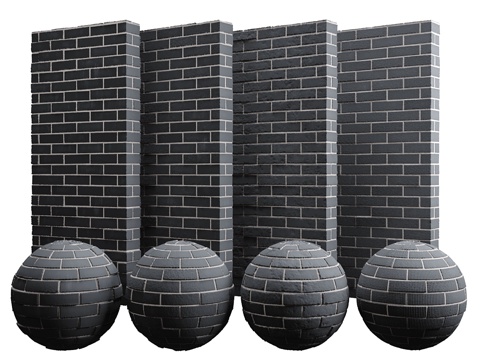  黑色砖纹瓷砖3d模型 