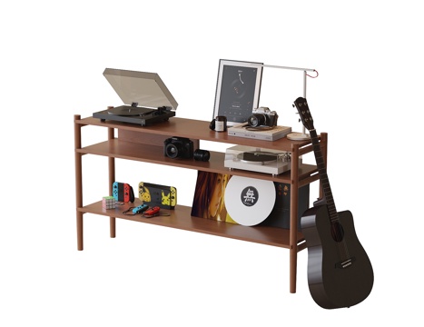 现代边柜 置物架 装饰柜 吉他su模型