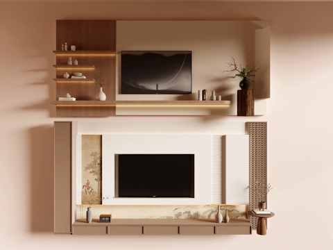 电视背景墙su模型