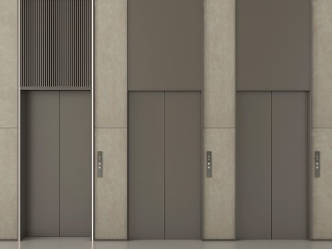  现代电梯间 电梯 升降梯 升降按钮3d模型 