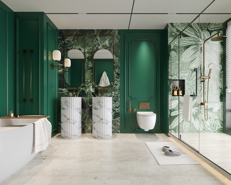 现代酒店卫生间 立柱洗手台 浴缸su模型