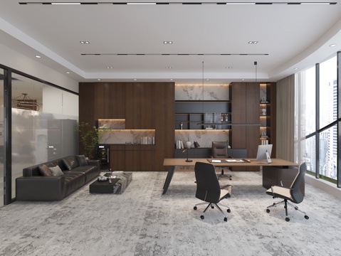  现代办公室3d模型 