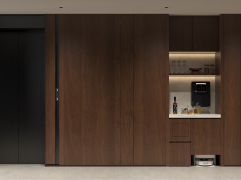 现代意式过厅墙板 现代过道墙板 别墅电梯厅走廊 现代过道隐形su模型