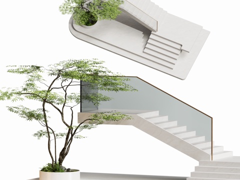 现代楼梯间景观su模型