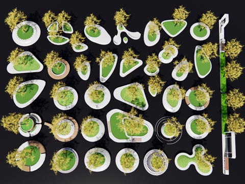 现代户外景观座椅 异形树池座椅 花坛树池座椅 种植池座椅su模型