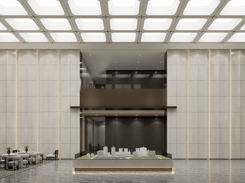 现代售楼处大堂 办公大堂 前台su模型