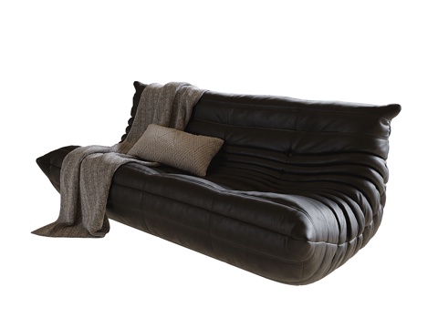 现代双人沙发 休闲沙发 皮沙发su模型