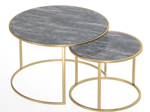 黑色马奎纳大理石咖啡桌套装3d模型