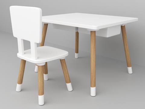  卡斯珀桌与经典椅3d模型 