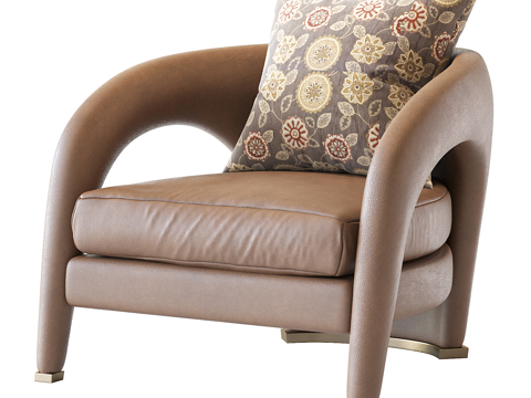  现代意式轻奢皮革扶手椅3d模型 