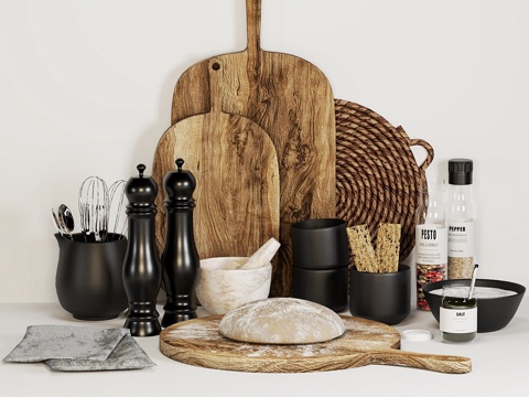  厨房装饰套装3d模型 