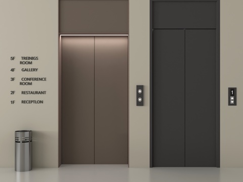  现代电梯间 电梯 升降梯 升降按钮3d模型 