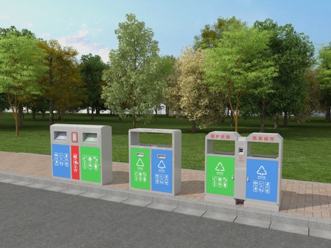 公共设施 垃圾桶 垃圾箱 垃圾回收 垃圾分类su模型