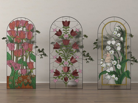 蒂凡尼 法式隔断 玻璃su模型