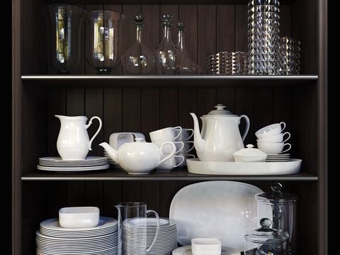  陶瓷餐具套装 新古典餐具3d模型 