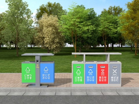 公共设施 垃圾桶 垃圾箱 垃圾回收 垃圾分类su模型
